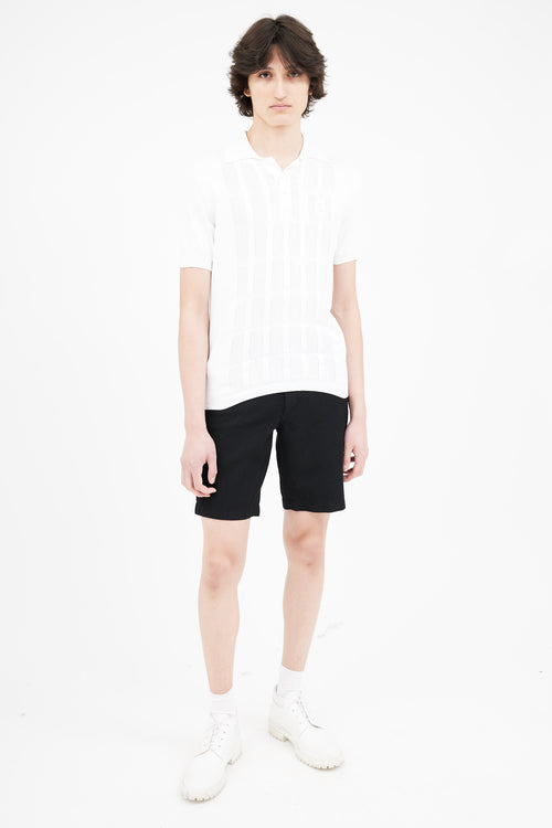 Fendi White Rib Knit Polo