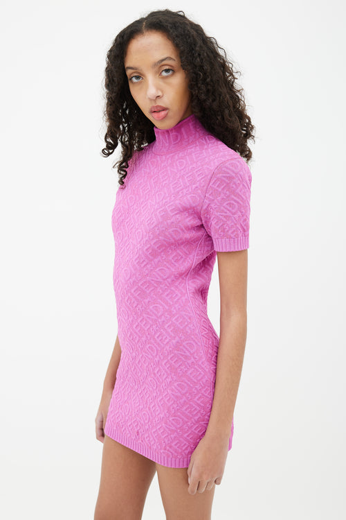 Fendi X SKIMS Pink Debossed Logo Mini Dress