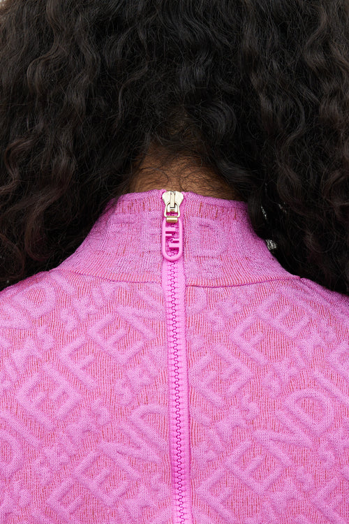 Fendi X SKIMS Pink Debossed Logo Mini Dress