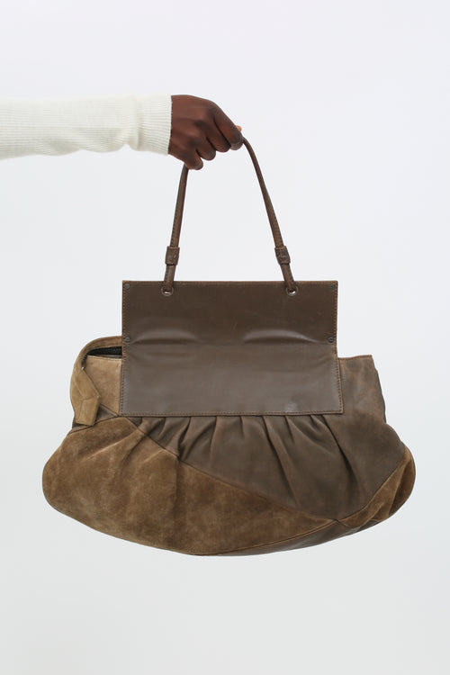 Fendi Brown Suede 
Leather To You Clutch