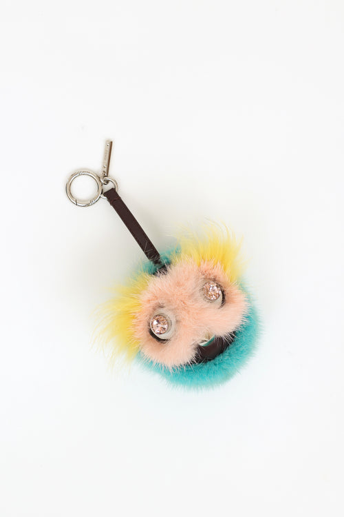 Fendi Mink 
Fox Fur Dazzling Bag Bug Charm