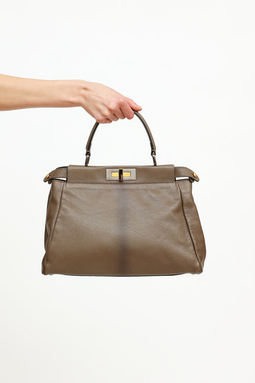 Fendi Grey Leather Peekaboo Medium Bag