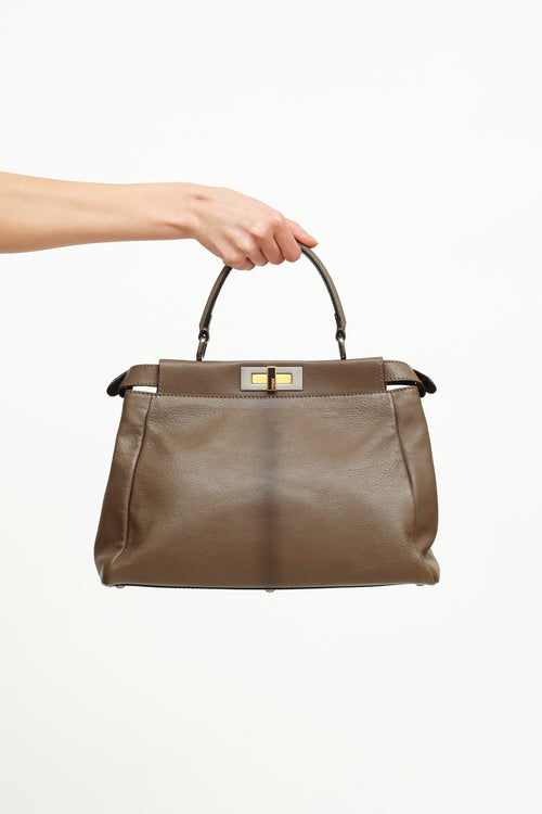 Fendi Grey Leather Peekaboo Medium Bag