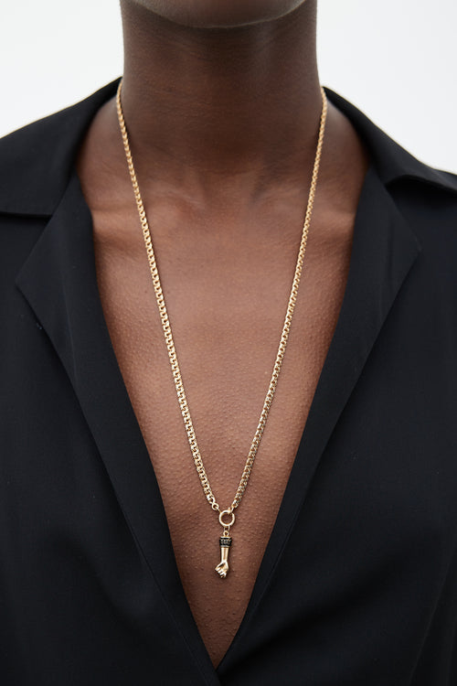 VSP Archive Gold-Tone Chain 
Good Luck Fist Pendant Necklace