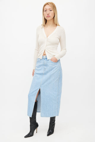 Frame Light Blue Le Italien Midi Skirt