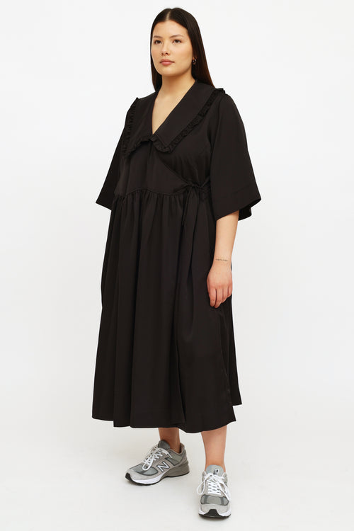 Ganni Black Maxi Wrap Dress