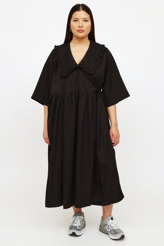 Ganni Black Maxi Wrap Dress