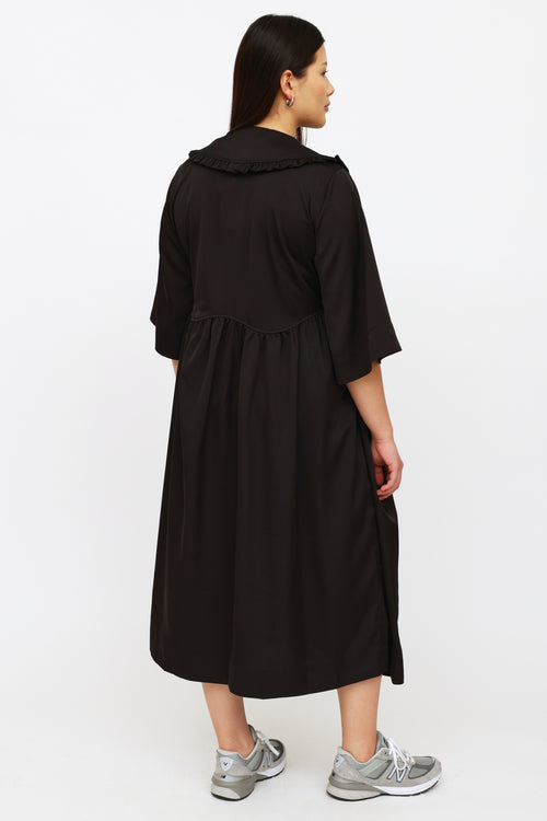 Ganni Black Maxi Wrap Dress