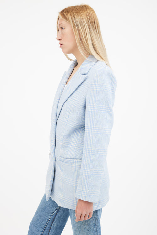 Ganni Blue 
White Checked Blazer