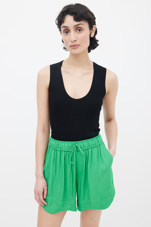 Ganni Green Ripstop Drawstring Short