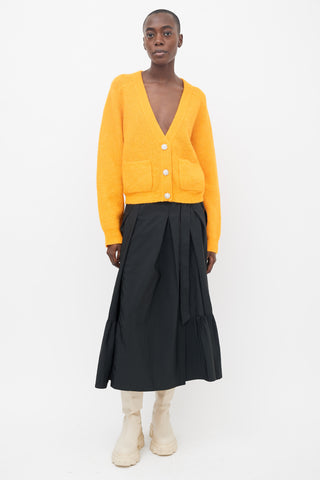 Ganni Orange Embellished Ribbed Cardigan