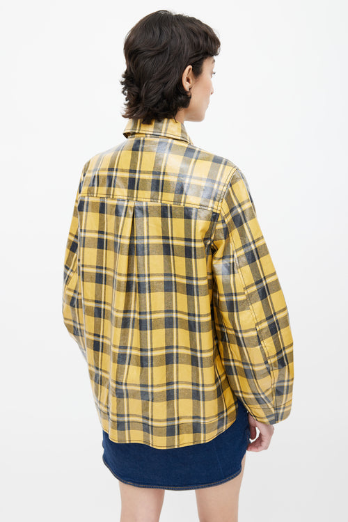 Ganni Yellow 
Black Plaid Coated Jacket