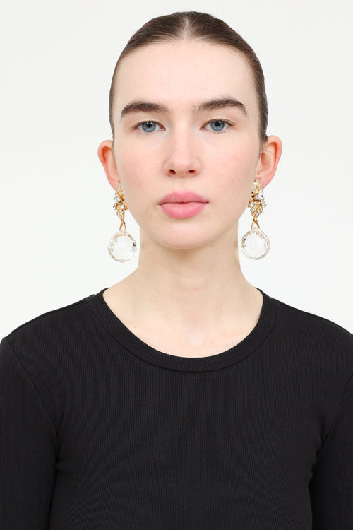 Gianfranco Ferré Crystal Drop Clip On Earrings