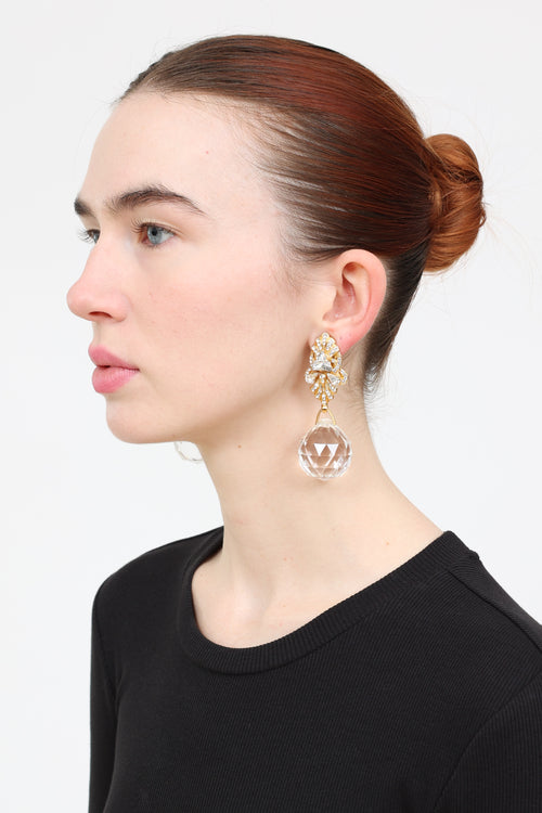 Gianfranco Ferré Crystal Drop Clip On Earrings