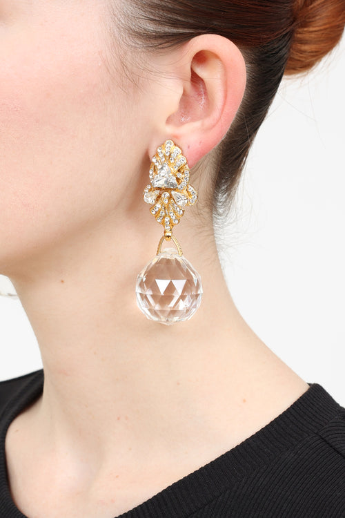 Gianfranco Ferré Crystal Drop Clip On Earrings