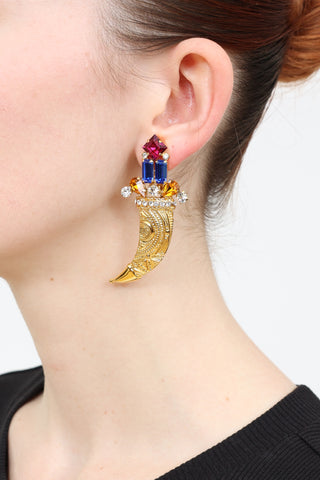 Gianfranco Ferré Gold Stone Dagger Clip On Earrings