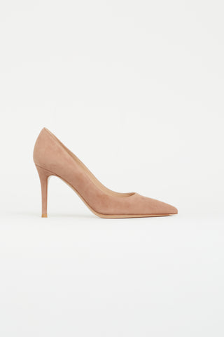 Gianvito Rossi Beige Suede Gianvito 85 Pump