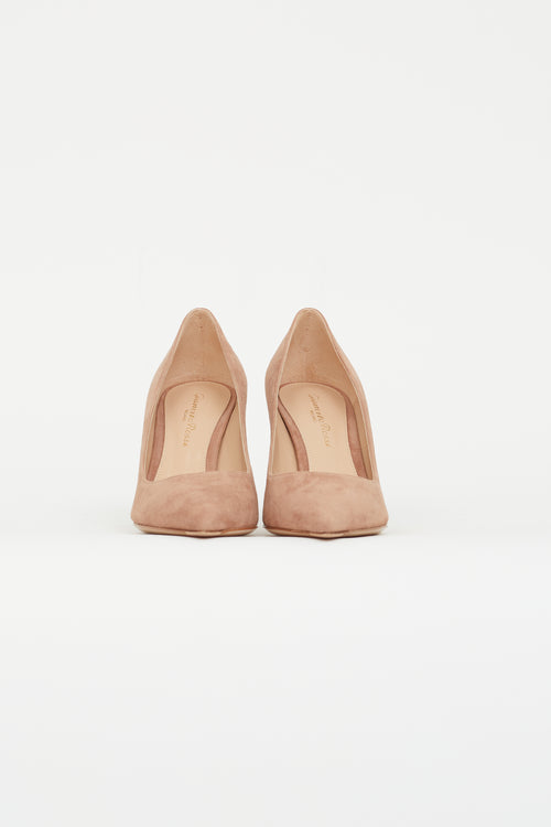 Gianvito Rossi Beige Suede Gianvito 85 Pump