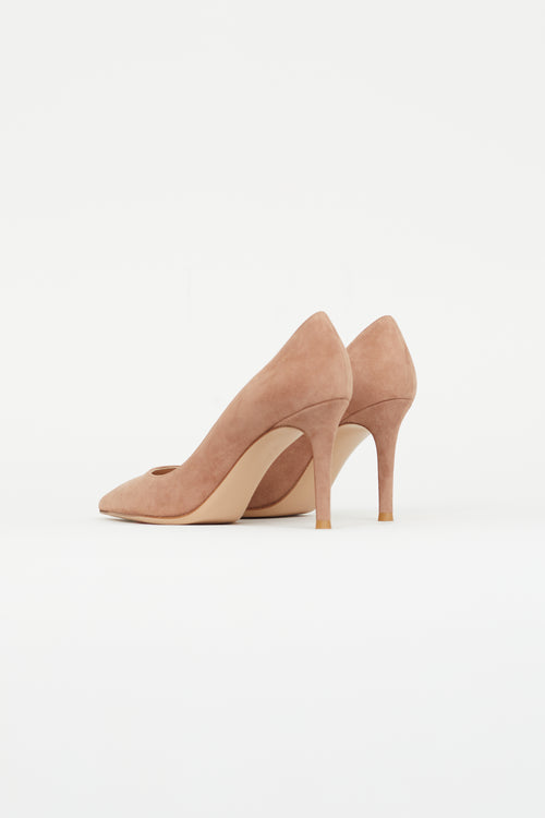 Gianvito Rossi Beige Suede Gianvito 85 Pump