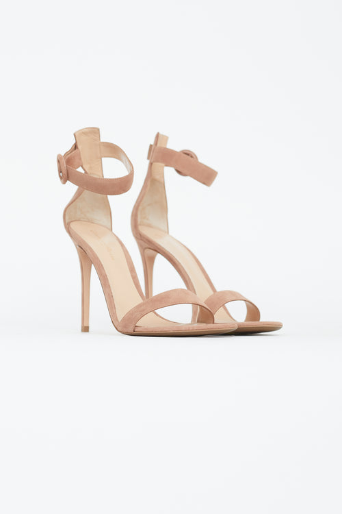 Gianvito Rossi Beige Suede Portofino 105 Heel