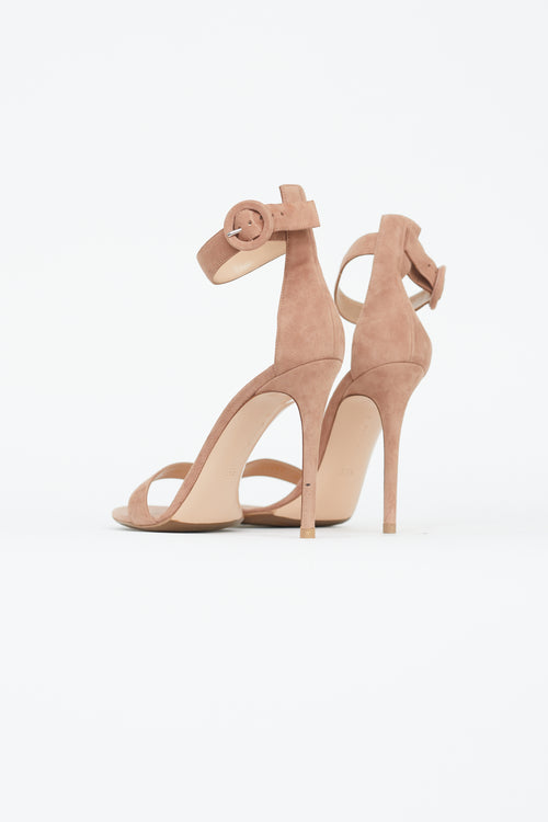 Gianvito Rossi Beige Suede Portofino 105 Heel