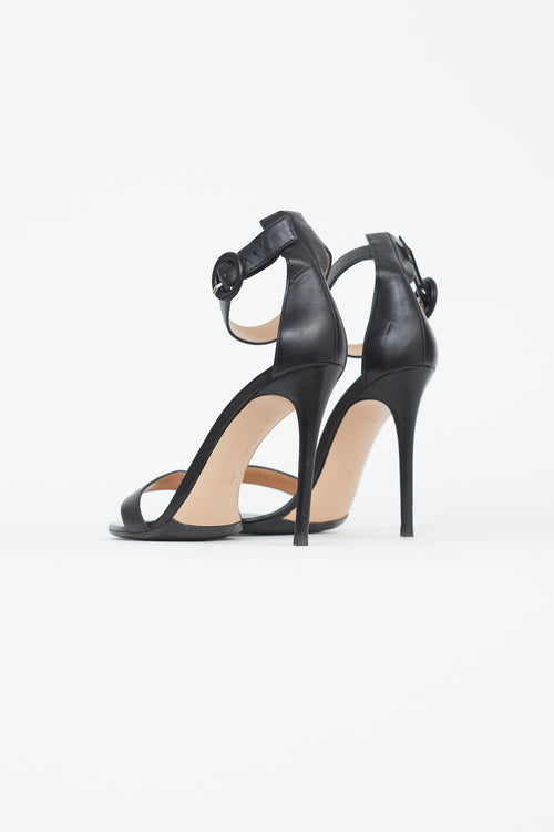 Gianvito Rossi Black Leather Portofino 105 Heel