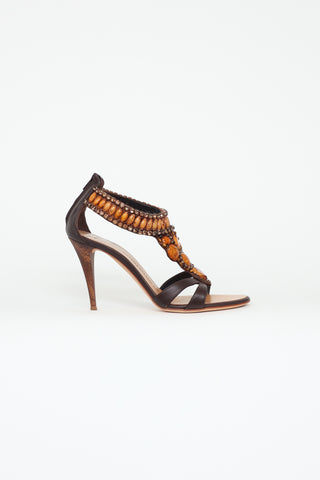 Giuseppe Zanotti Brown Embellished Heels