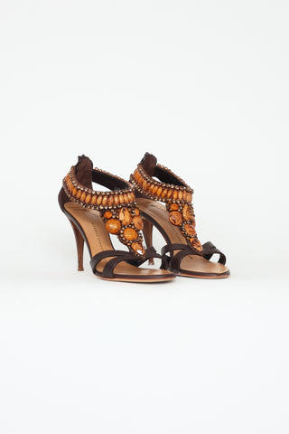 Giuseppe Zanotti Brown Embellished Heels