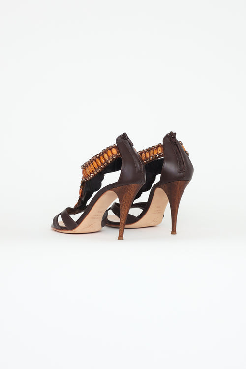 Giuseppe Zanotti Brown Embellished Heels