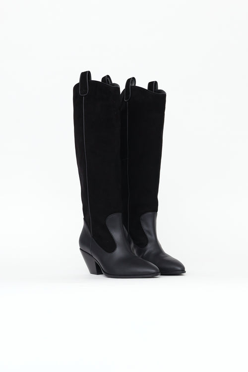 Giuseppe Zanotti Black Suede Western Boots