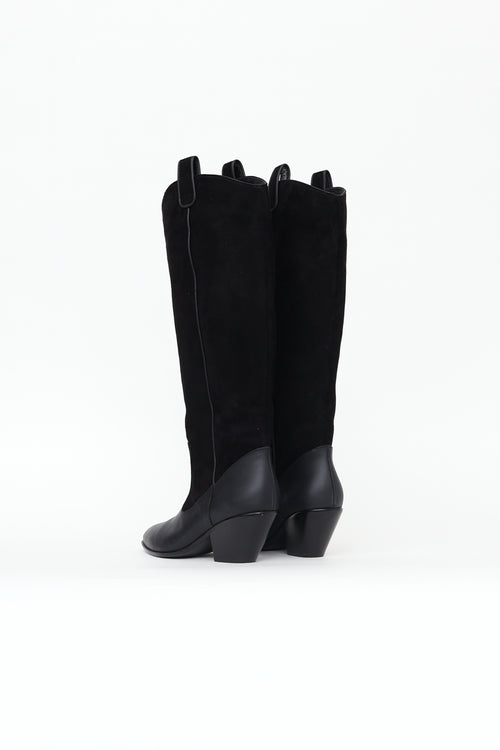 Giuseppe Zanotti Black Suede Western Boots