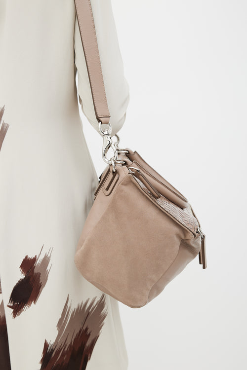 Givenchy Beige Leather Embossed Print Pandora Bag