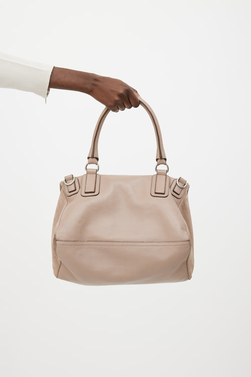 Givenchy Beige Leather Embossed Print Pandora Bag