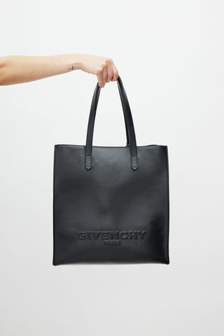 Givenchy Black Embossed Logo Leather Tote Bag