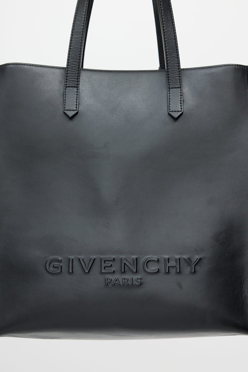 Givenchy Black Embossed Logo Leather Tote Bag