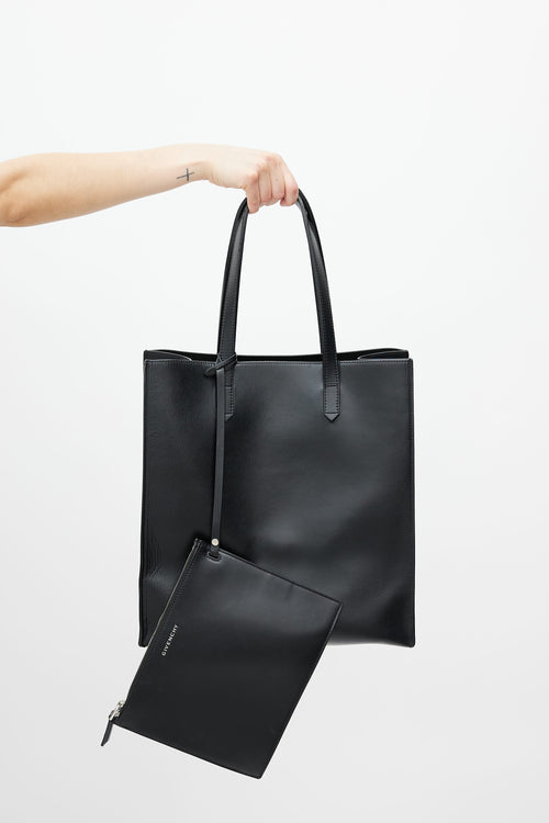 Givenchy Black Embossed Logo Leather Tote Bag