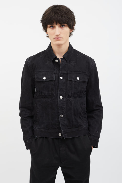 Givenchy Black Cotton Star Patch Denim Jacket