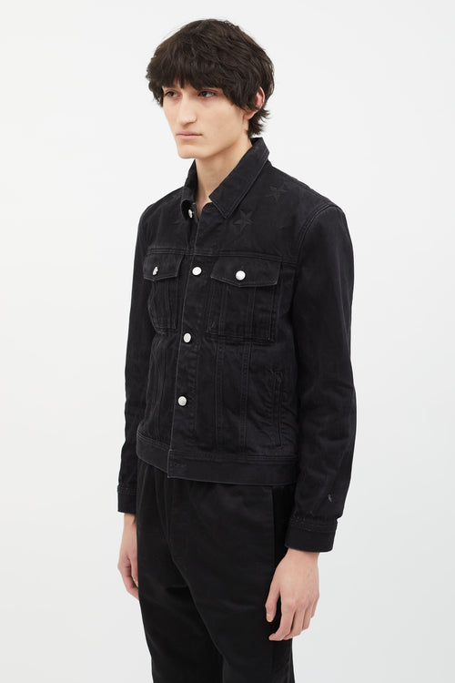 Givenchy Black Cotton Star Patch Denim Jacket