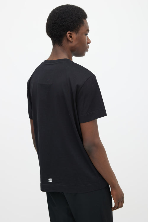 Givenchy Black Cotton 
Grey Printed Pierced Tear Logo T-Shirt