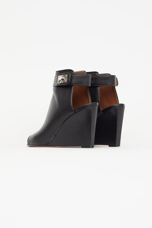 Givenchy Black Leather Peep Toe Ankle Boot