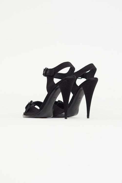 Givenchy Black Satin Buckle Strap Heel