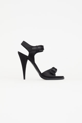 Givenchy Black Satin Buckle Strap Heel