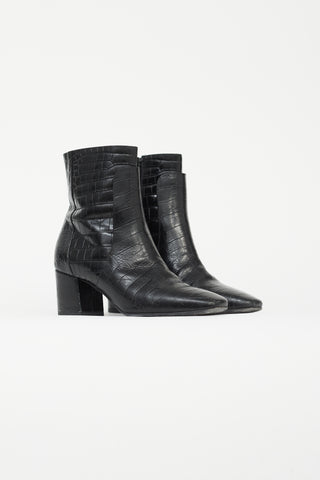 Givenchy Black Texture Leather Ankle Boot