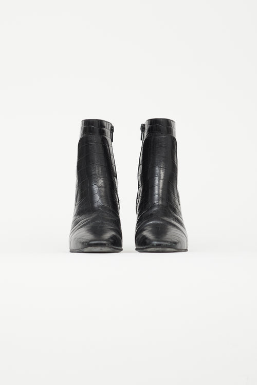 Givenchy Black Texture Leather Ankle Boot