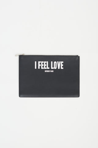 Givenchy Black 
White Leather I Feel Love Clutch