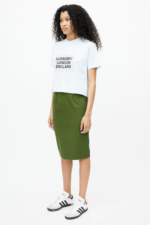 Givenchy Green 
Navy Two Tone Pencil Skirt