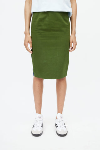 Givenchy Green 
Navy Two Tone Pencil Skirt