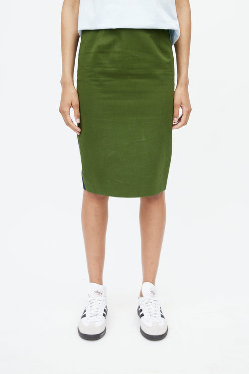 Givenchy Green 
Navy Two Tone Pencil Skirt