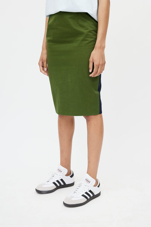 Givenchy Green 
Navy Two Tone Pencil Skirt