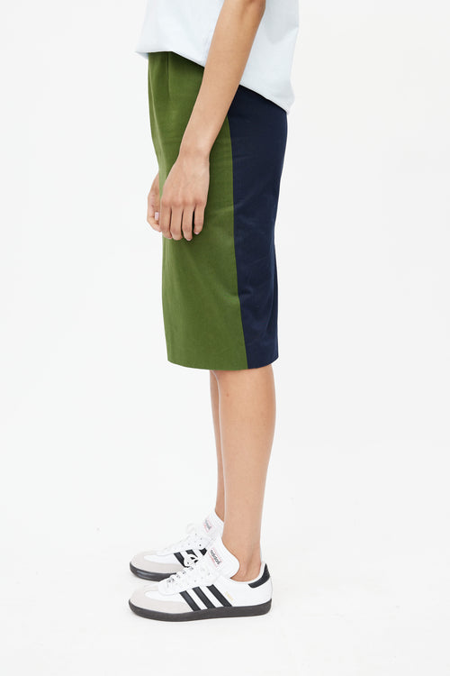 Givenchy Green 
Navy Two Tone Pencil Skirt